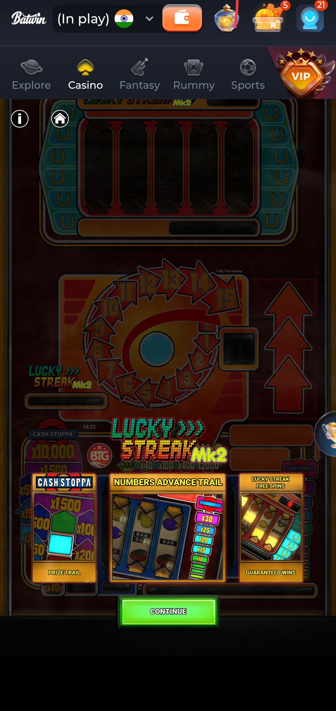 Free spins screenshot